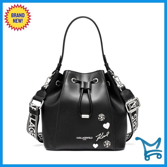 Non-Leather Bucket Shoulder Bag Classic Rock-Chic Style Travel Accessory